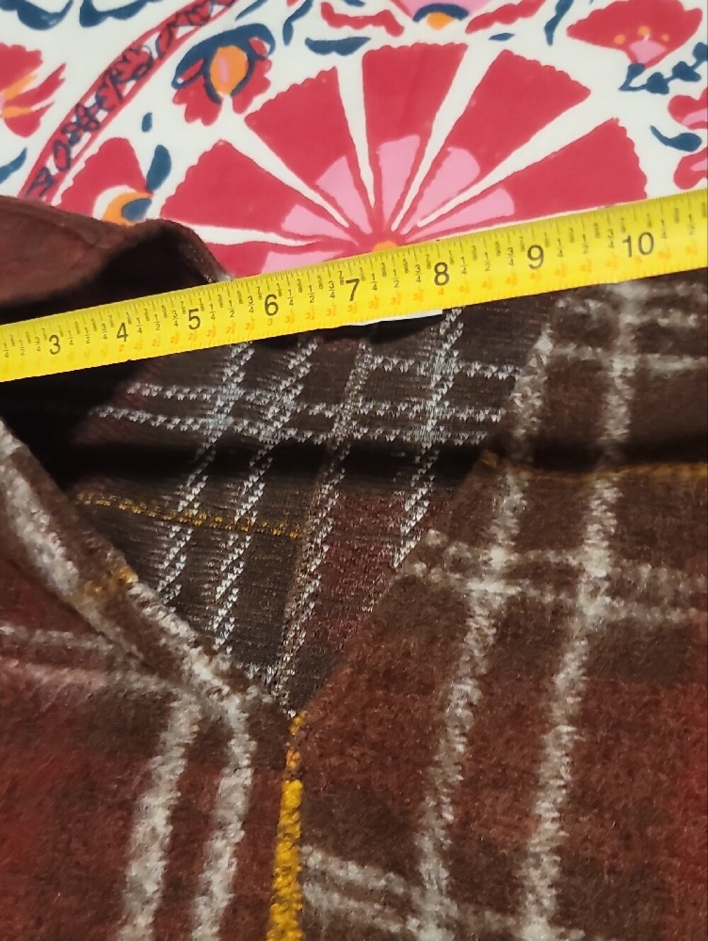 NWOT Zara Womens Warm Brown Red Plaid V Neck Fall Sweater Cream & Mustard Accent - Picture 12 of 16